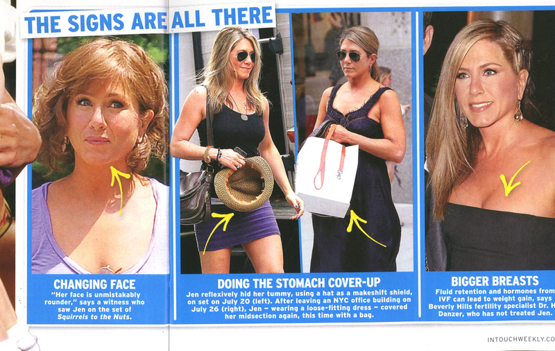 Illustration for article titled This Week in Tabloids: First Pix of Jennifer Aniston's 'Baby Bump'